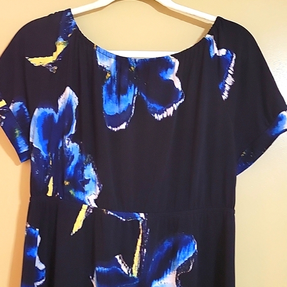 INC Navy Floral Midi Dress Women's XL - Picture 4 of 4